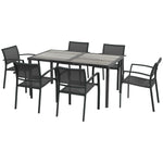 7 Pieces Patio Dining Set W/ 6 Stackable Chairs For Poolside