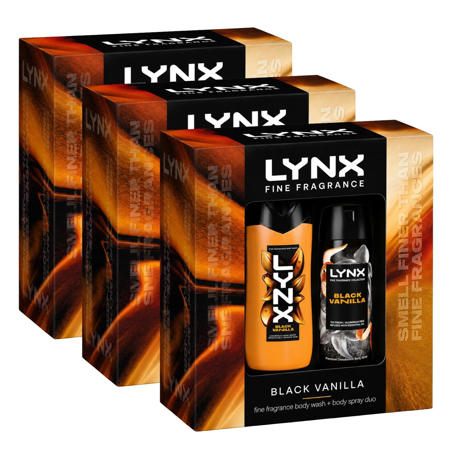Fine Fragrance Black Vanilla Body Spray And Body Wash Gift Set | Set of 3