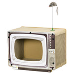 Tv-shaped Cardboard Cat House With Scratcher, Catnip, Toy Rat