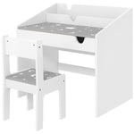 Children Study Table And Chair W/ Storage, Pull-out Drawer | Grey