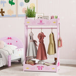 Kids Clothes Rail, Dress Up Rail W/ 2 Storage Shelves, 70 X 37 X 103cm | Pink