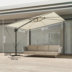 3 X 3 M Garden Cantilever Parasol W/ Light, Cover, Wind Protection | Cream