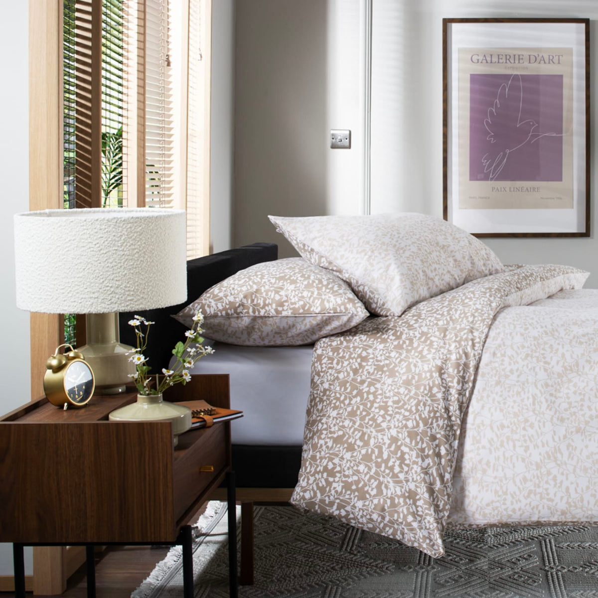 Elsie Cotton Printed Duvet Cover Set | King | Natural