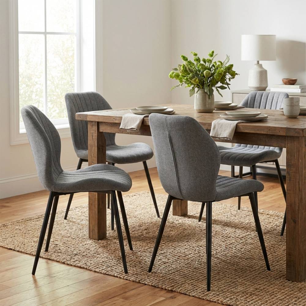 Set Of 4 Chic Dining Chairs | Grey
