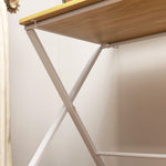 Folding Desk With 2-tier Shelf Home Office Maple Wood-effect