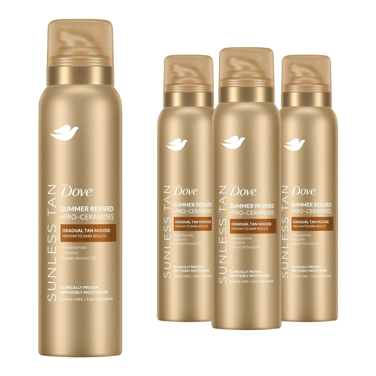 Derma Spa Summer Revived Self Tan Body Mousse, Medium To Dark, 150ml | Set of 4