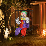 Voice Activated Halloween Animatronics Hinging Clown In Cage
