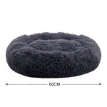 Dia 60cm Calming Donut Plush Dog Cuddler Bed Round Dog Bed | Large | Dark Grey