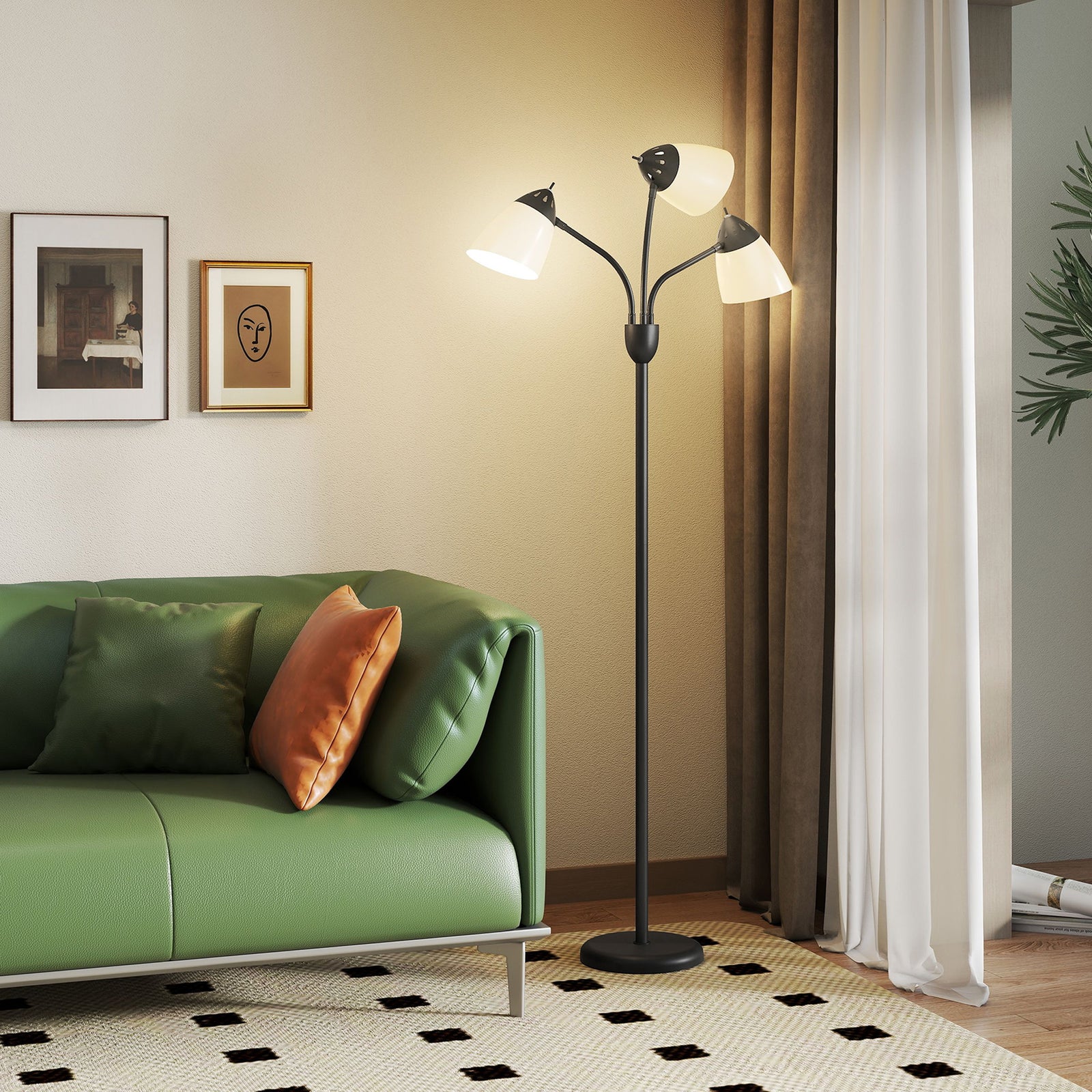 HOMCOM Arc Tree Floor Lamp With 3000k/4500k/6500k Colour Temperatures Black