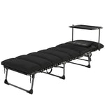 Folding Sun Lounger, Sun Bed With Canopy | Black