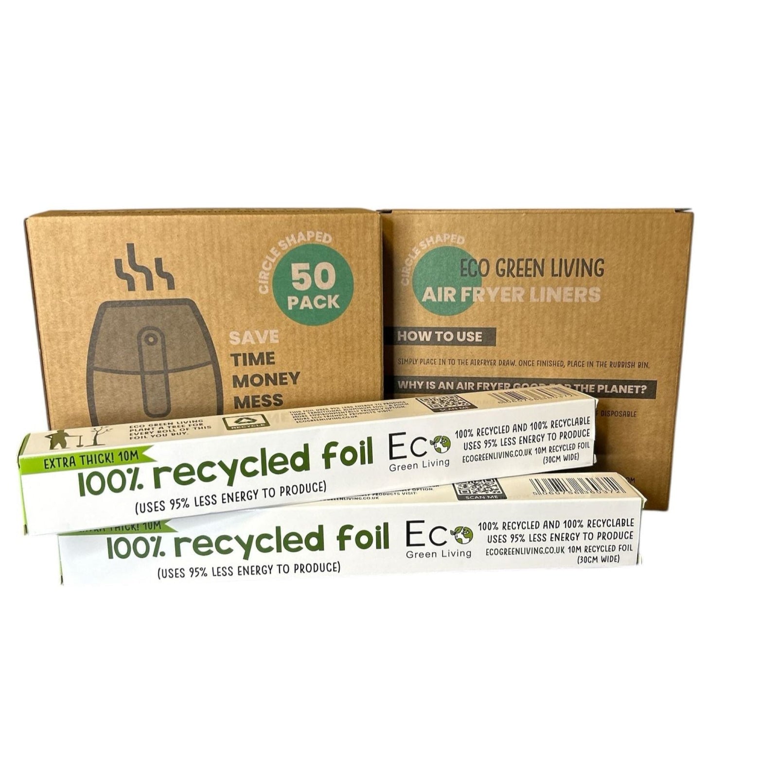 Foil X 2, 10m X 30cm Air Fryer Liners 2x50 Papers, Suitable For All Air Fryers.