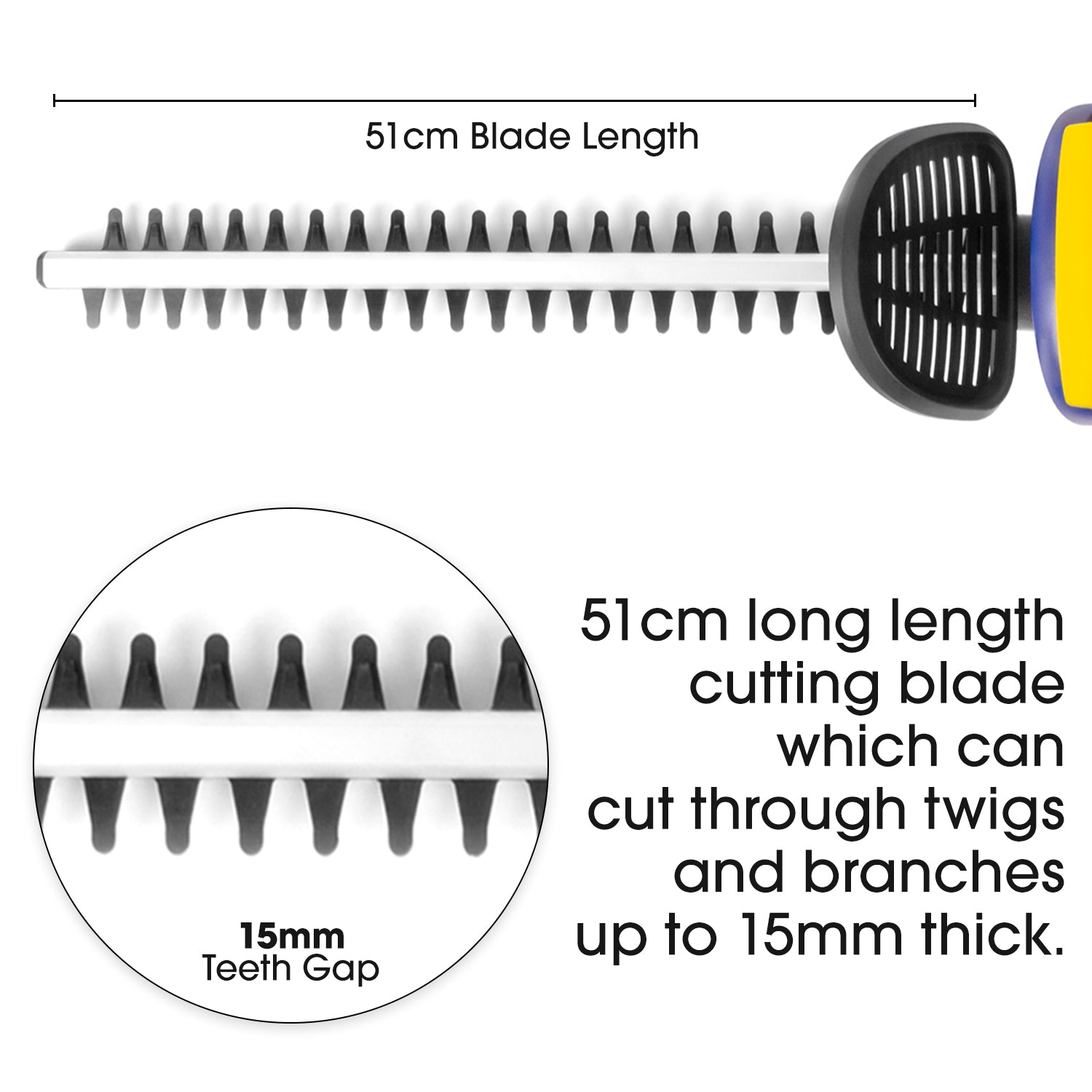 20v Cordless Electric Hedge Trimmer 51cm Cutting Lightweight Garden Handheld Cutter Battery Charger & Safety Blade Guard
