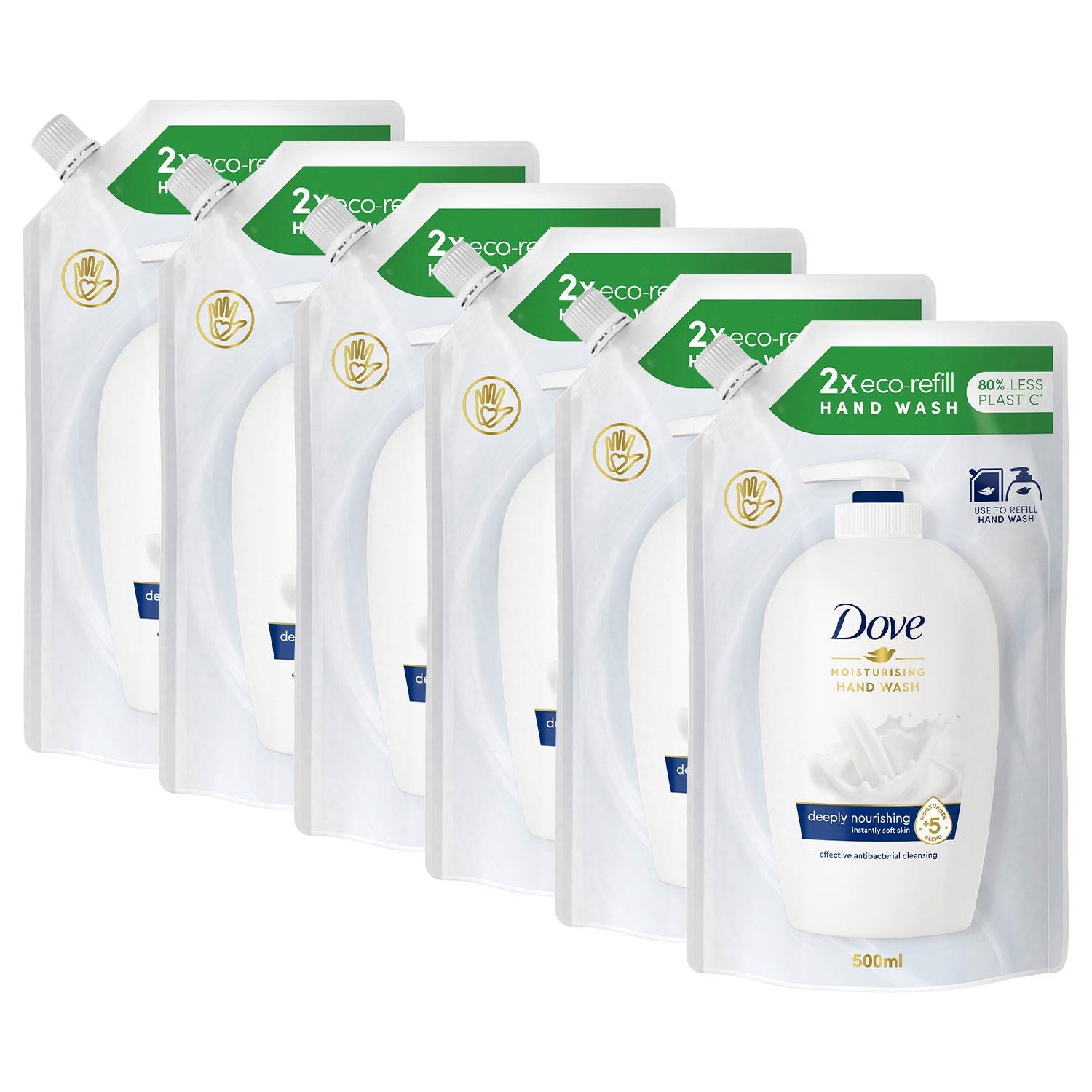 Moisturising Liquid Hand Wash Eco-refill For Instantly Soft Skin 500ml, 6pk