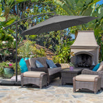 3(m) Garden Banana Parasol Cantilever Umbrella w/ Base Weights & Cover | Black