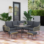 6 Piece Garden Furniture Set Garden Sofa With Cushions | Light Grey