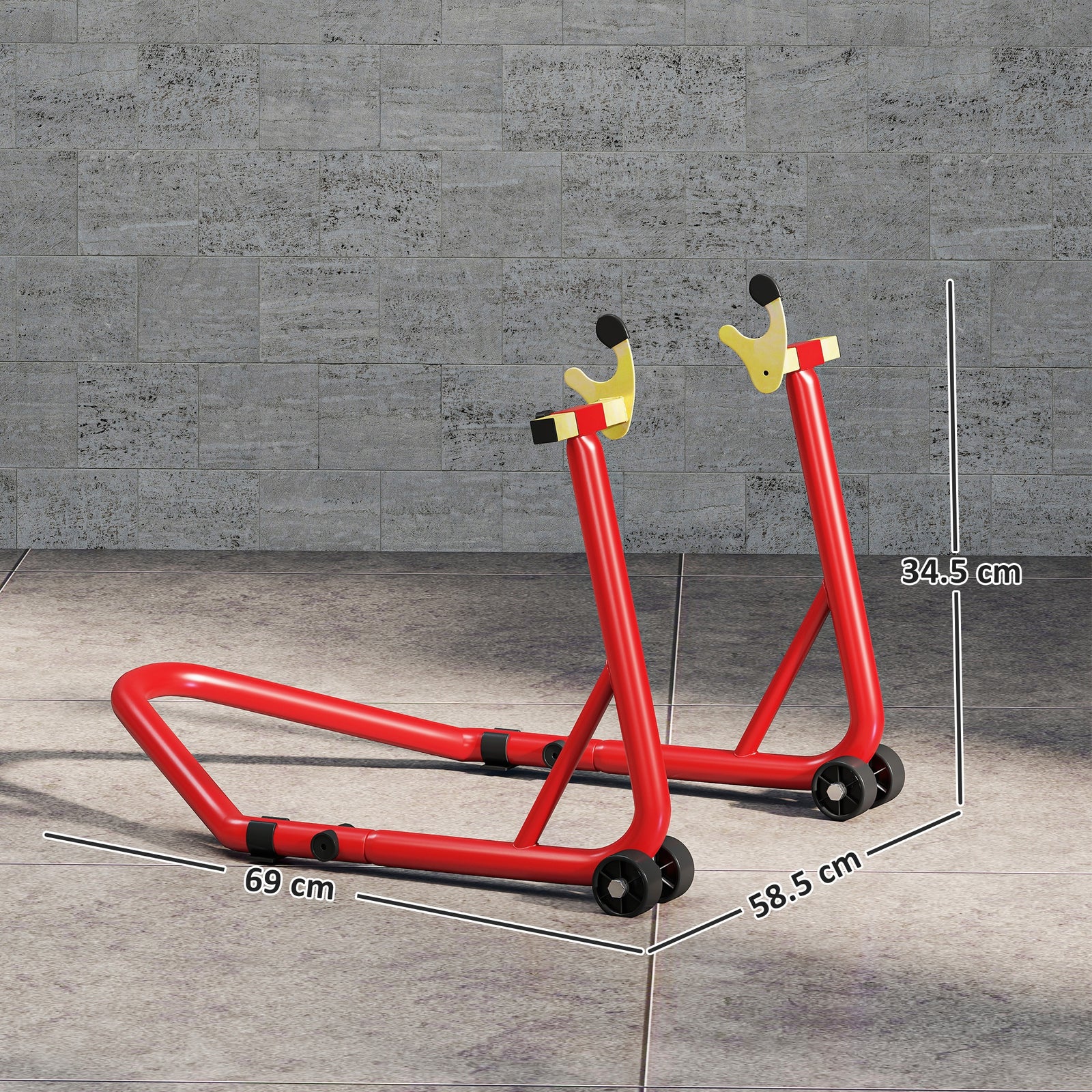 HOMCOM Motorcycle Rear Wheel Stand, 544kg Motorcycle Paddock Stand, Red