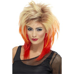 80s Mullet Wig, Blonde With Red Streaks