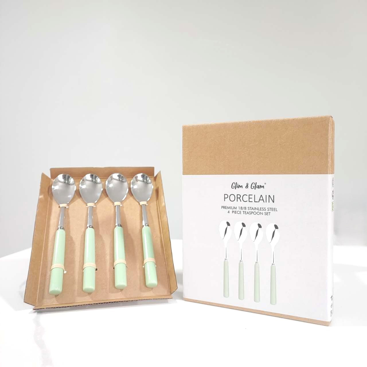 Tea Spoons Set Porelain Bar 18/8 Stainless Steel 4pc Teaspoon Set Turquoise | Turquoise