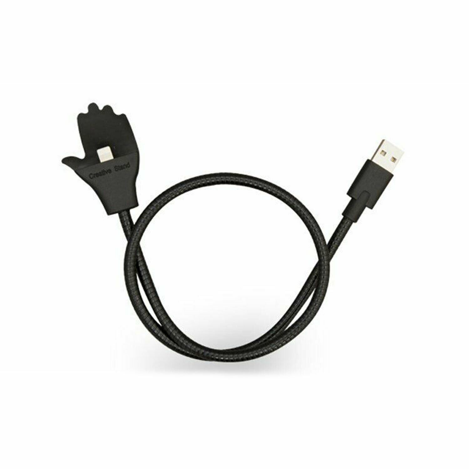 2in1 Lazy Microusb Charging Cable With Flexible Holder Dockstand | Black