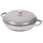 Shallow Cast Iron Casserole Pot With Lid, 5-quart, (32 Cm) | Grey