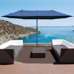 4.6m Double-sided Sun Umbrella W/ Base | Blue