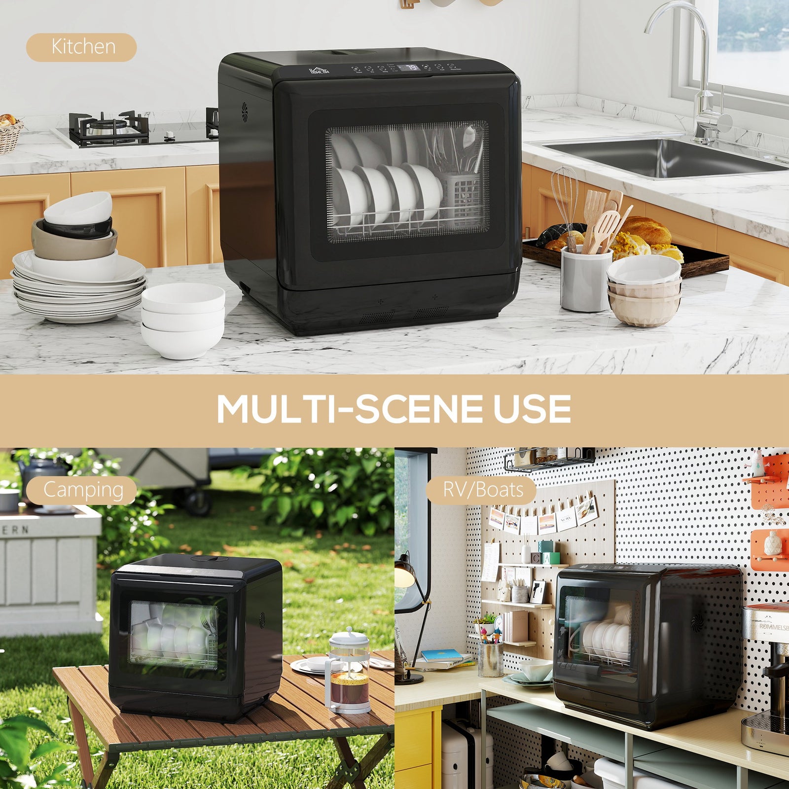 Countertop Dishwasher, Dual Supply Black