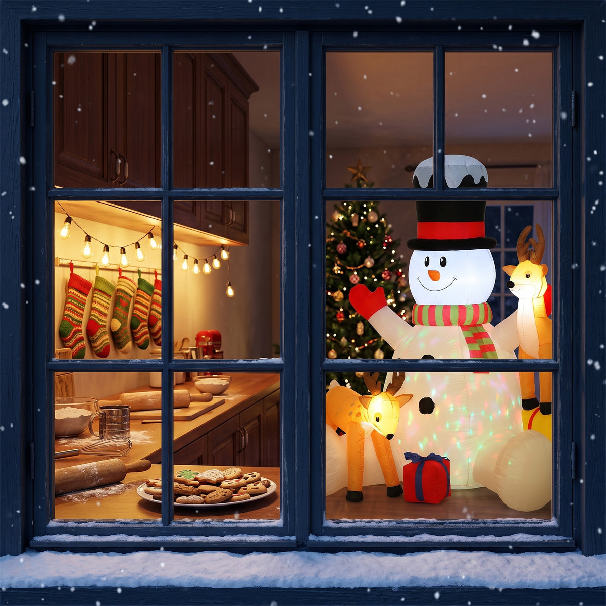 Outsunny 7ft Giant Christmas Inflatable Snowman With 2 Reindeer