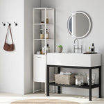 HOMCOM Tall Bathroom Cabinet With 3 Open Shelves Adjustable Shelf