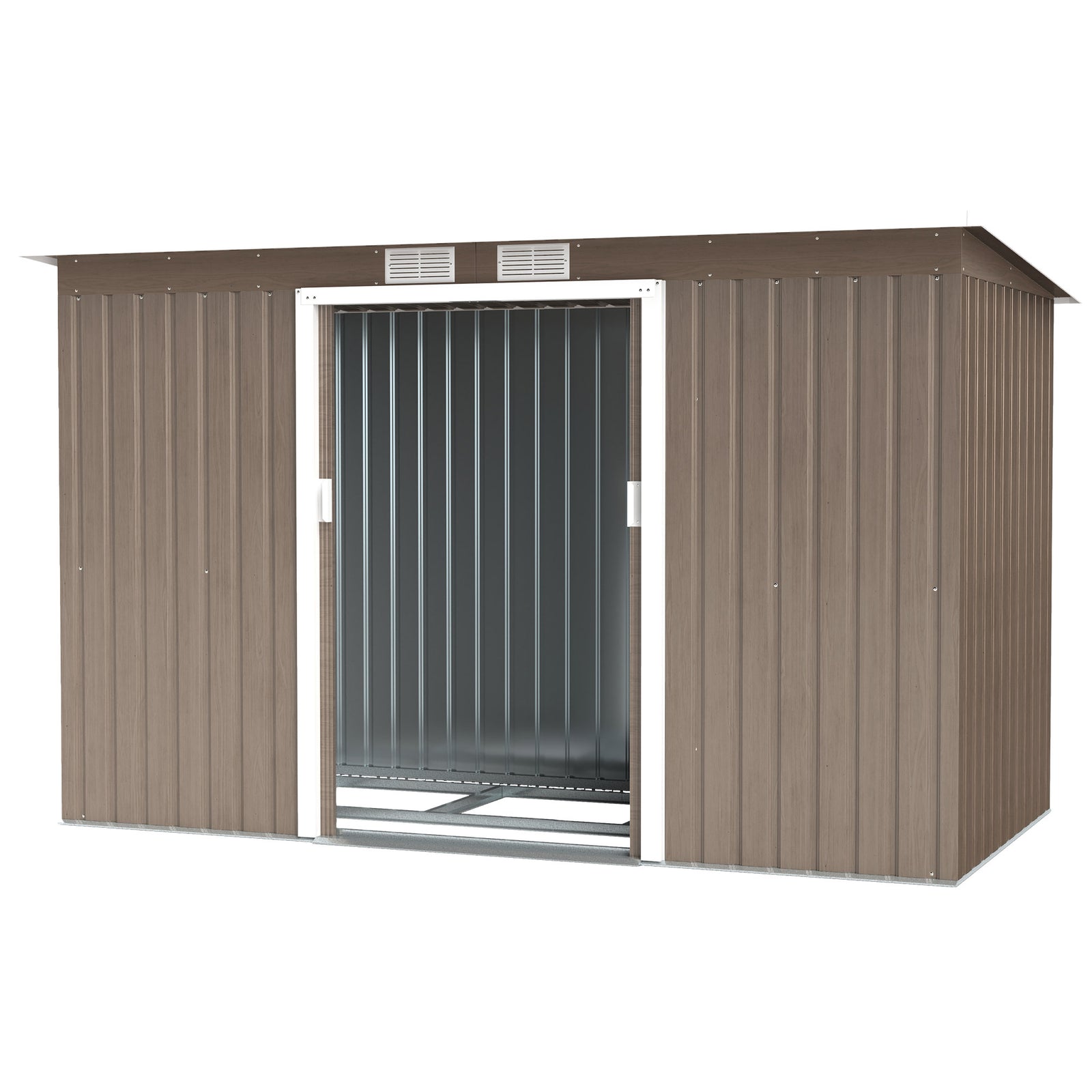 9ft X 4ft Metal Garden Shed With Foundation Kit, Ventilation