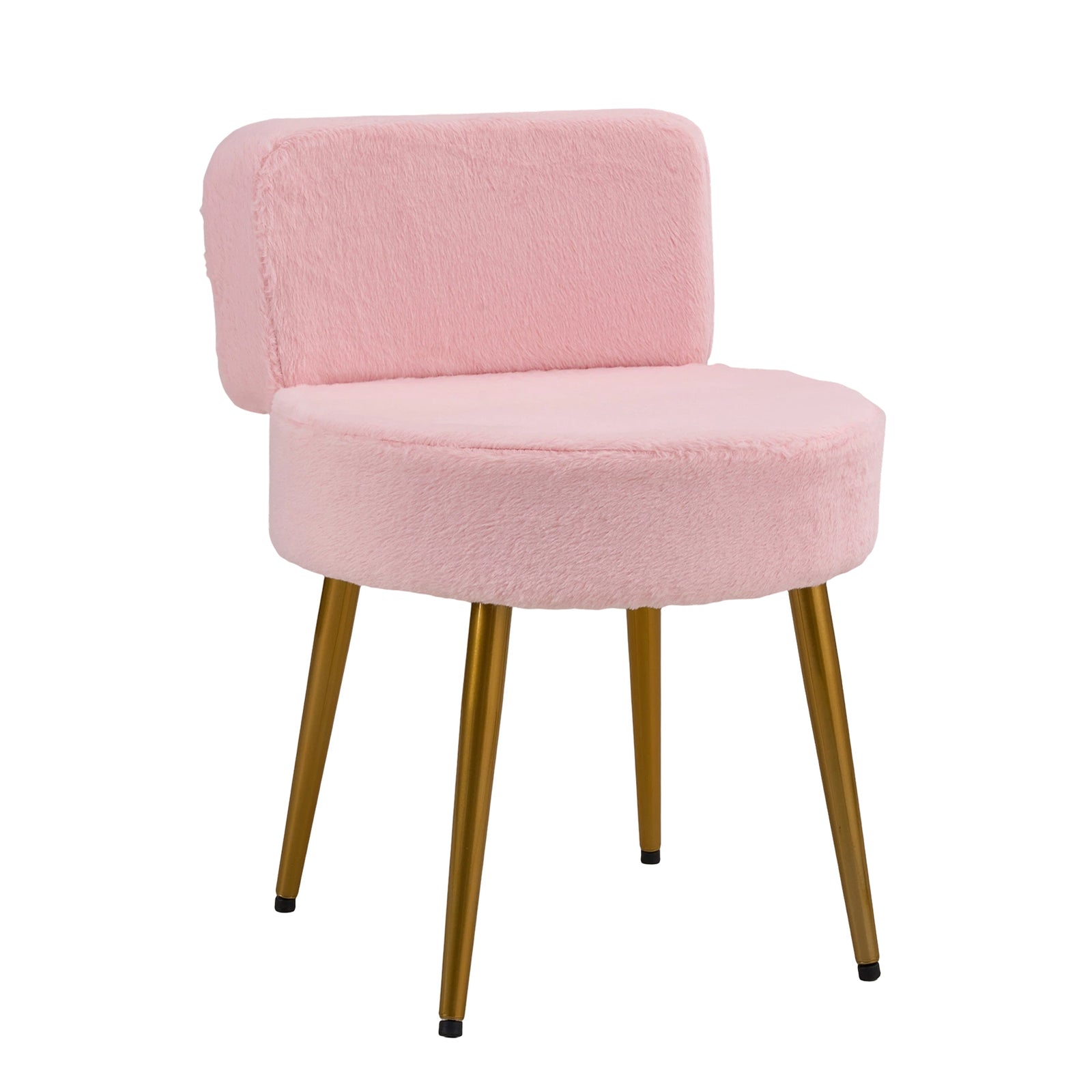 Upholstered Dressing Table Stool With Adjustable Feet | Pink