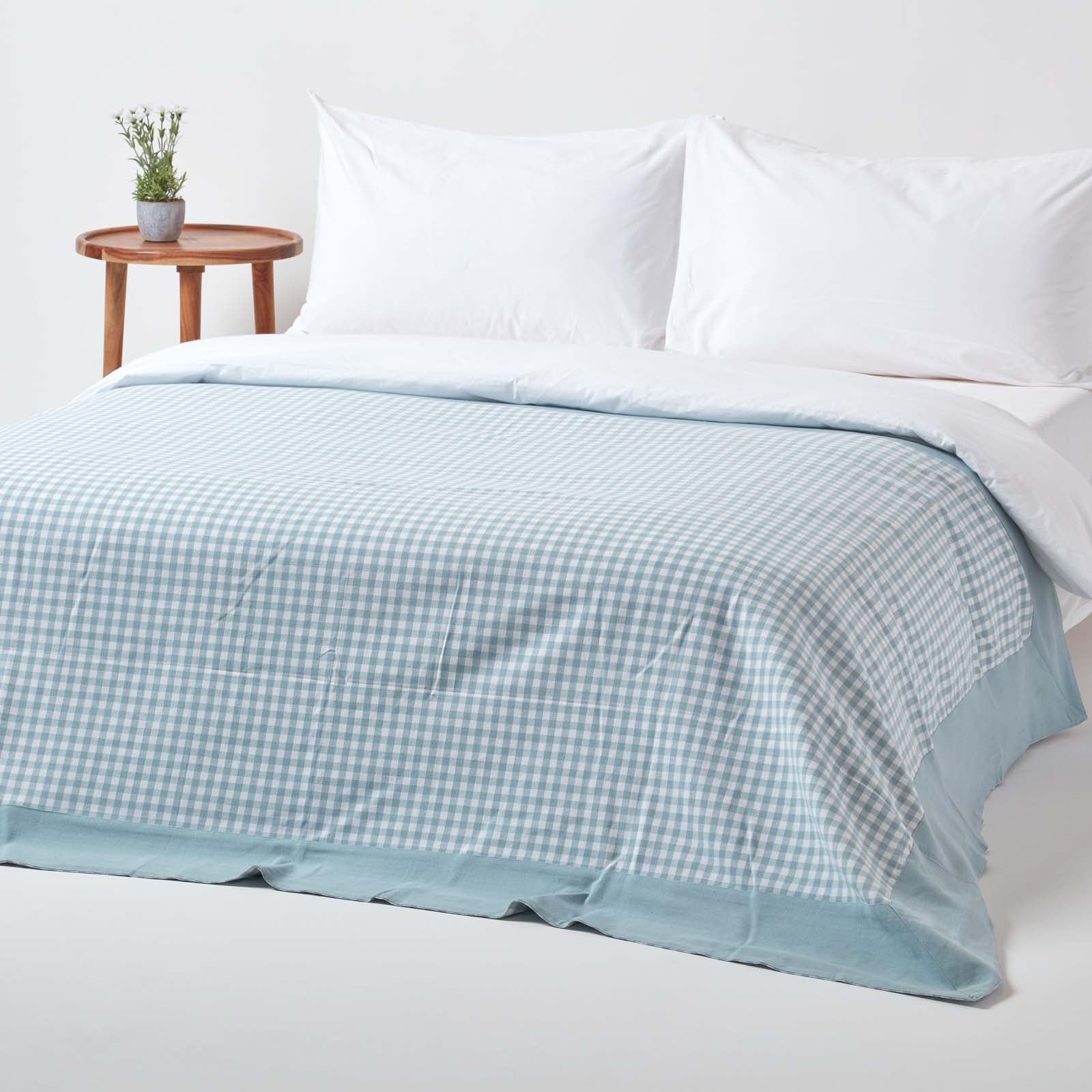 Cotton Gingham Check Throw | 150cm x 200cm | Blue