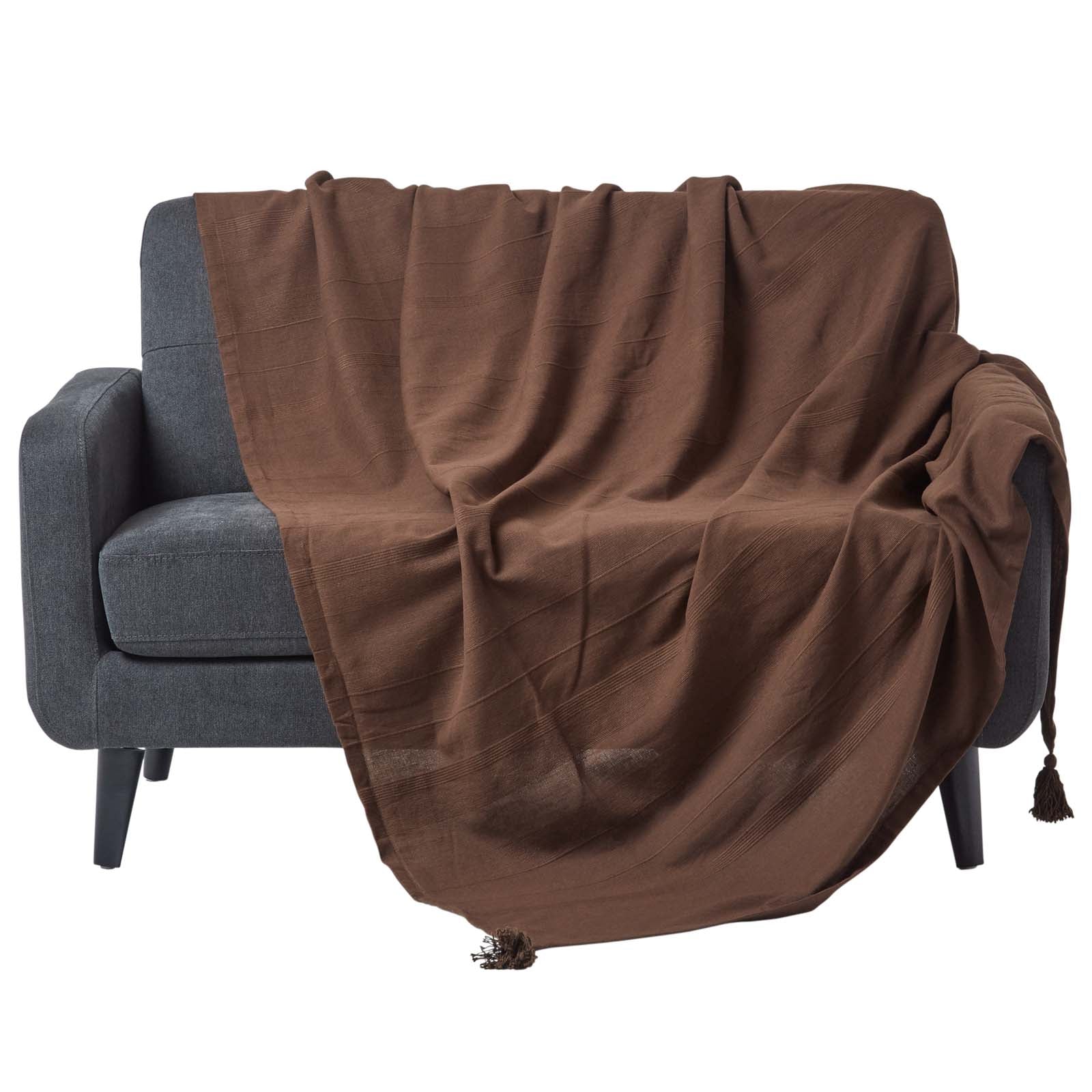 Cotton Rajput Ribbed Throw | 255cm x 360cm | Chocolate