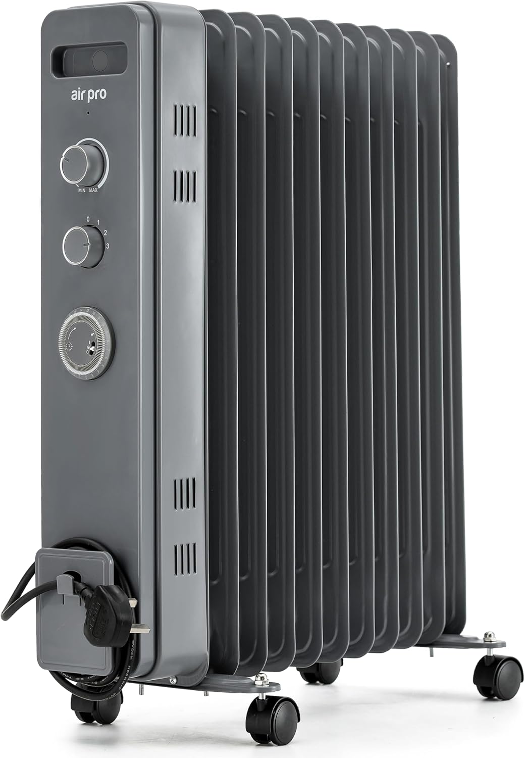 Oil Filled 11 Fin Portable Electric Radiator Heater 2500w | Grey