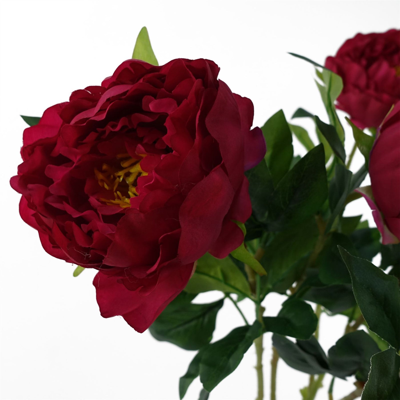 Pack Of 6 X 80cm Artificial Dark Pink Peony Stem