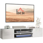 Floating Tv Unit For 60" With Shelves Cabinets | White