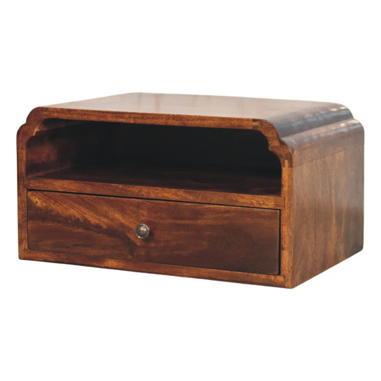 Avora Wall-mounted Bedside – Solid Wood, Chestnut Finish