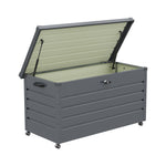 Breeins 350l Metal Outdoor Storage Box With Wheels – Lockable Weatherproof Garden Organizer