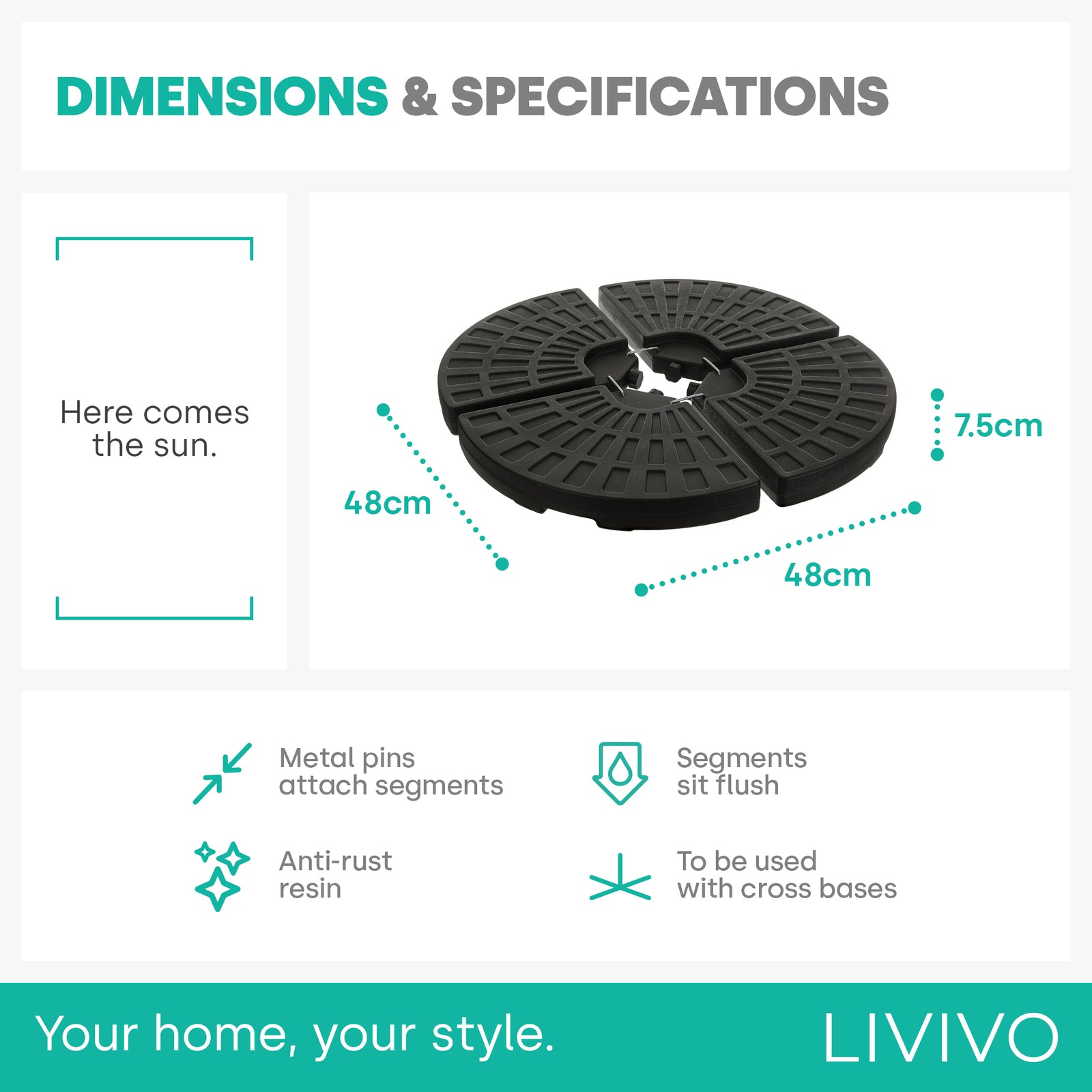 Sand Or Water Filled Parasol Base - Black