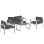 Outsunny 4 Seater Aluminium Garden Furniture Sofa Set With Olefin Cushions
