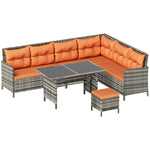 6 Pcs Patio Wicker Sofa Set Rattan Chair Furniture W/ Glass