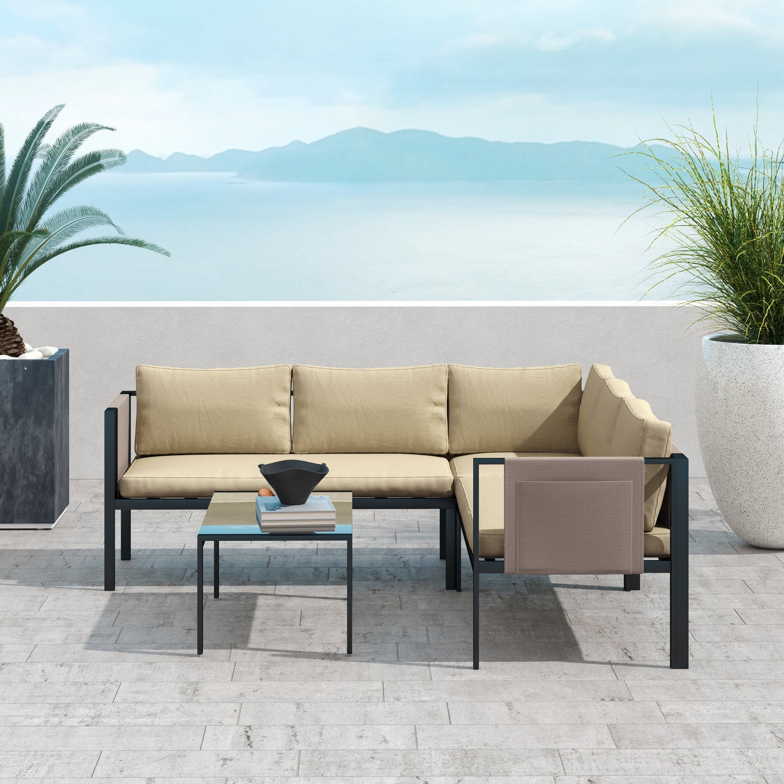 4 Piece Garden Furniture Set W/ Breathable Mesh Pocket