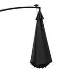 3m Led Patio Parasol W/ Solar Lights & Base | Black