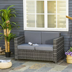 Rattan Wicker 2-seat Sofa Loveseat Padded Garden Furniture