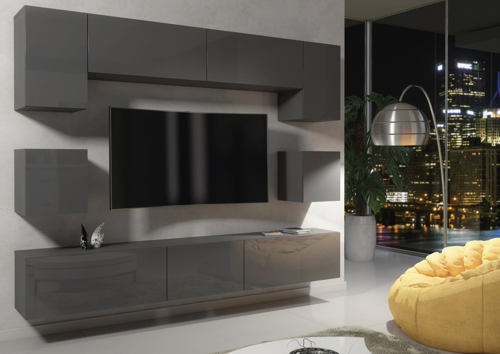 Panorama Wall Tv Unit | Dark Grey