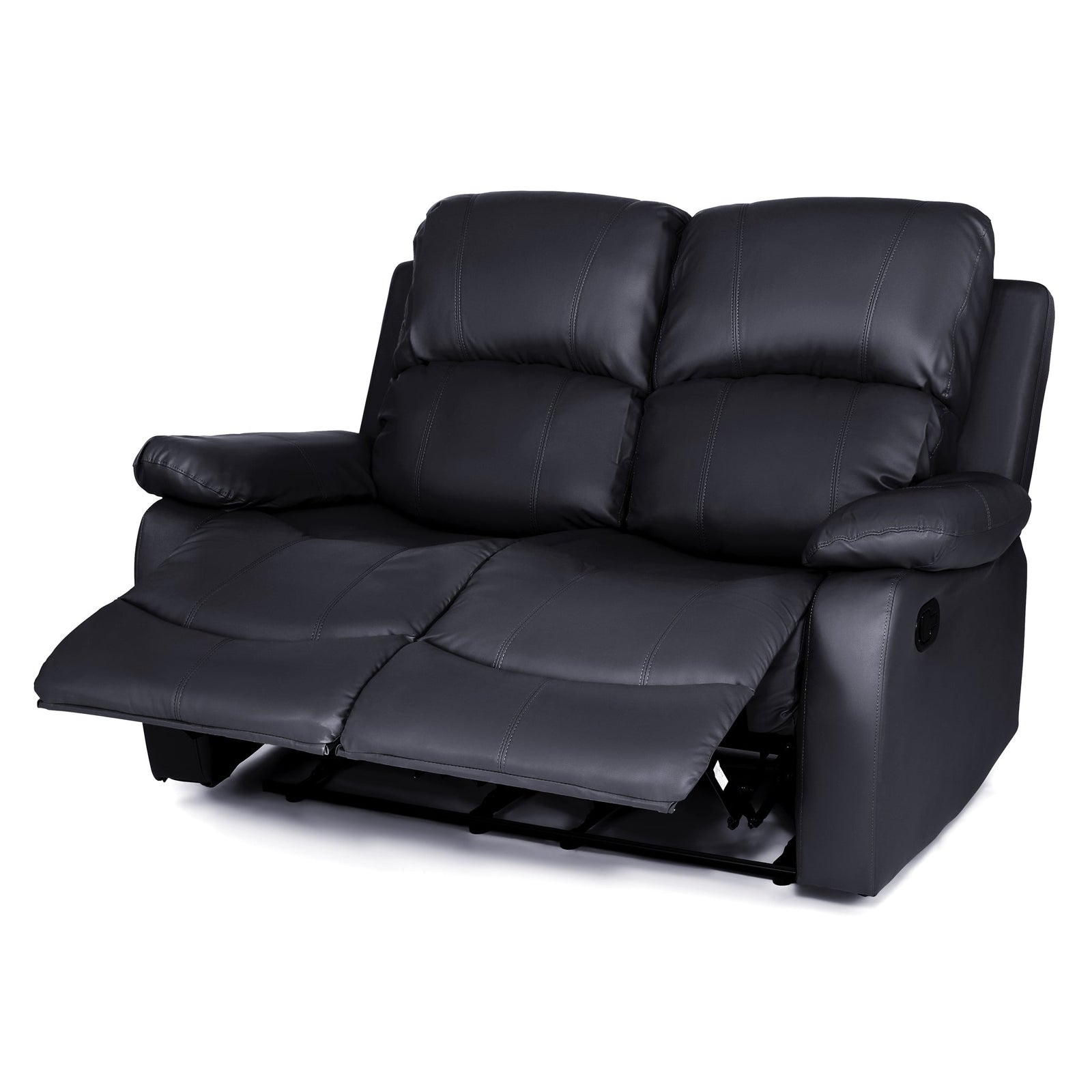 Bonded Leather Recliner Sofa - 2 Seater | Black
