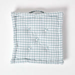 Cotton Gingham Check Floor Cushion | 50cm x 50cm | Blue