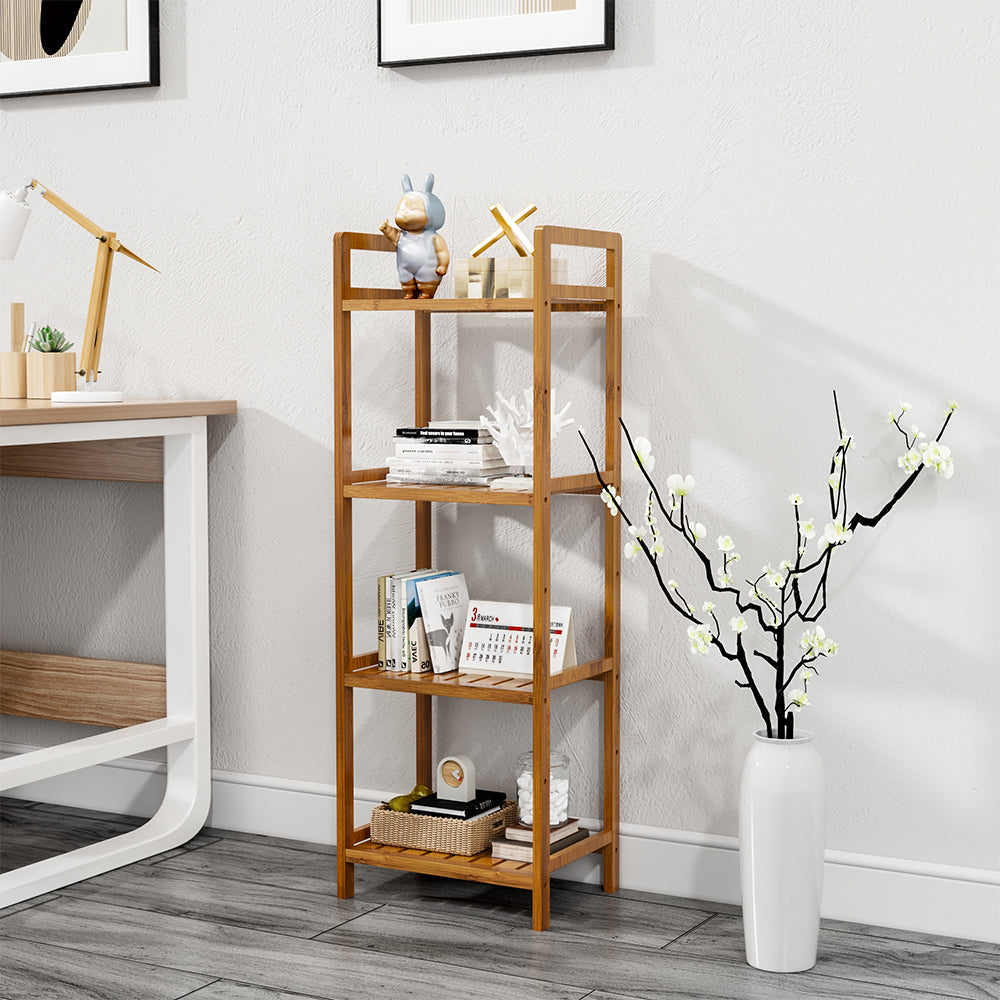 3/4/5-tier Tiered Bamboo Wood Book Storage Shelf | Medium | Brown