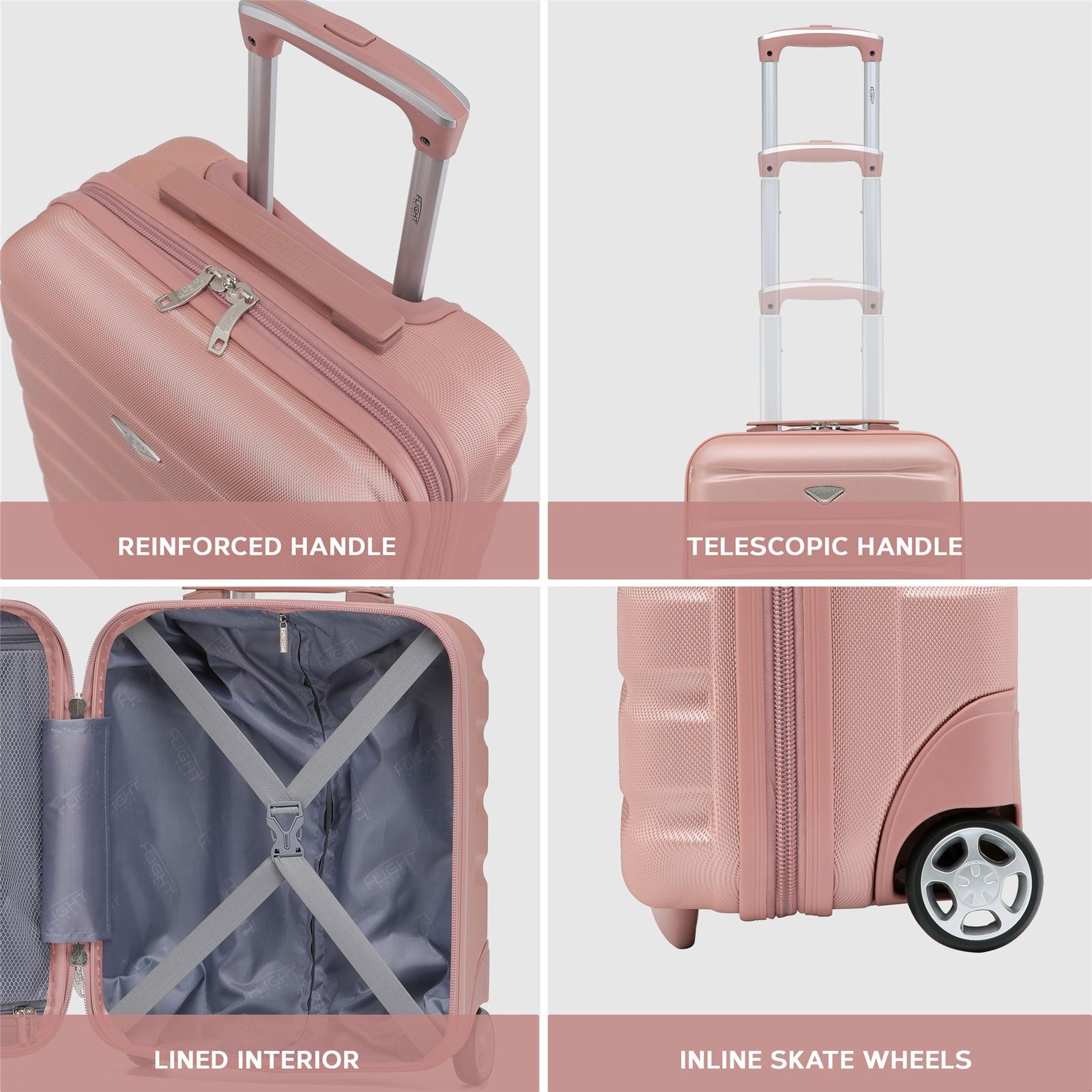 45x36x20cm Easyjet Free Cabin Bag 2 Wheel Suitcase Hard Shell Carry On | Cabin | Rose