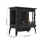 Freestanding Electric Fireplace Heater,1000w/2000w Portable Space Heater With Realistic Flame, Adjustable Brightness & Overheat Protection