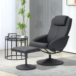 Swivel Armchair With Footstool And Adjustable Backrest | One Size | Black